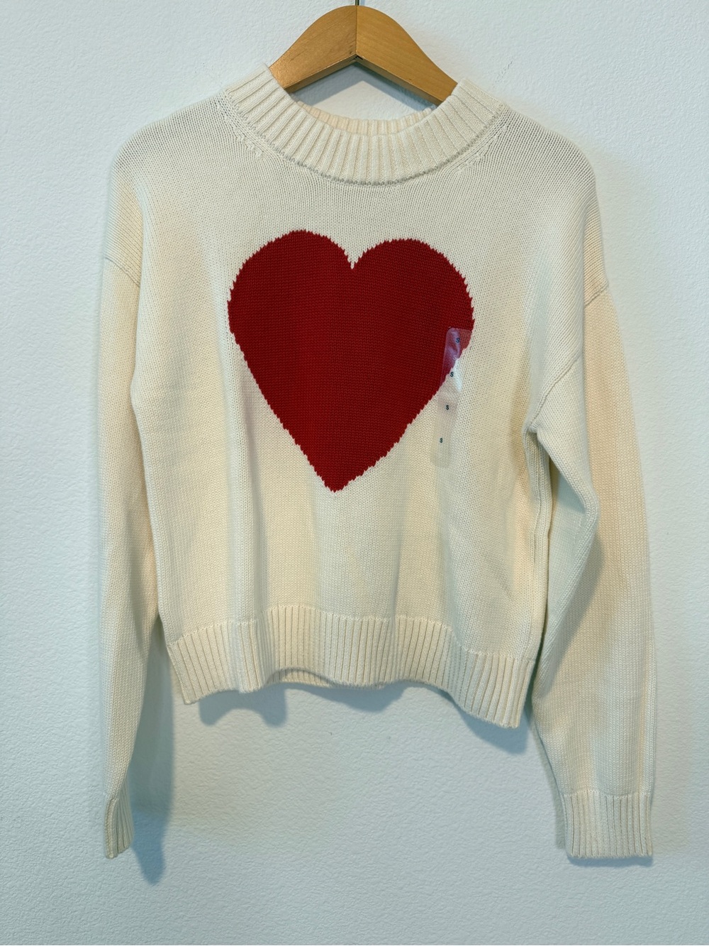 Gap Ivory Heart Relaxed Cropped Intarsia Sweater Cotton Valentines Womens S